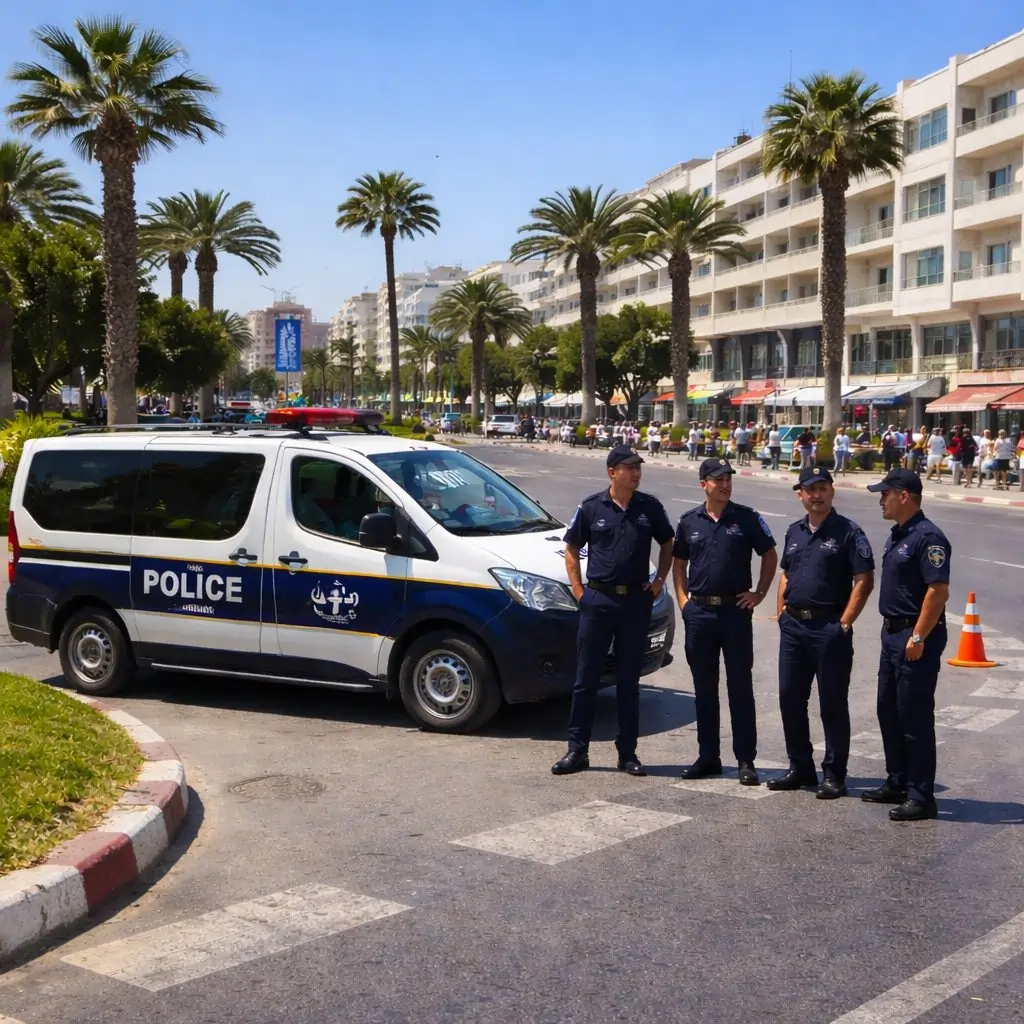 police officers present in a tourist area in Tunisia