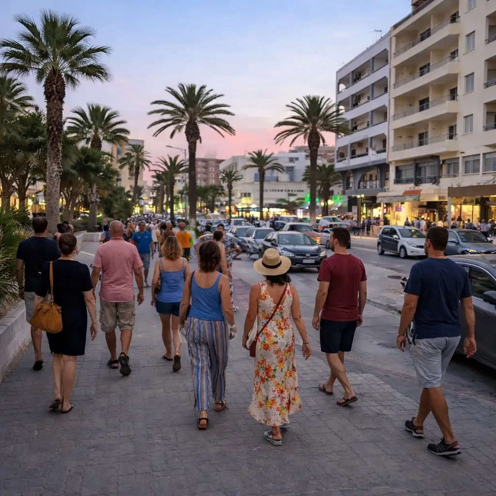 tourists walking in a safe tourist area in Tunisia