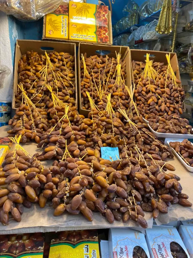 What to buy in Tunisia – fresh Tunisian dates (Deglet Nour) sold in local Medina market