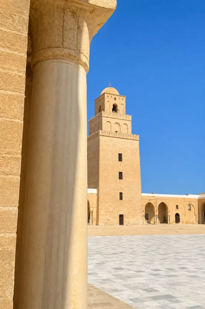 Great Mosque of Kairouan exterior view during Kairouan El Djem tour Tunisia