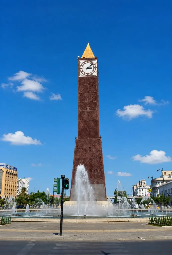 Tunis city center Habib Bourguiba Avenue landmark clock tower