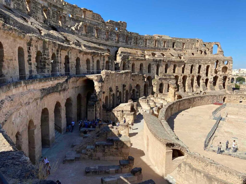 El Djem amphitheatre interior during Kairouan El Djem tour Tunisia