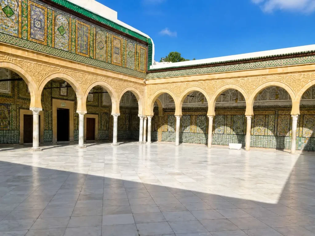 Courtyard of Sidi Sahbi Mausoleum in Kairouan during Kairouan El Djem tour Tunisia